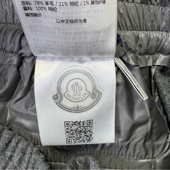 NEW Moncler Logo Patch Track Pants Gray Wool Blend Size 42 / Small - Picture 9 of 10
